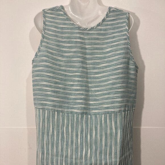 Vintage Cynthia Max Relax Linen Blend Maxi Dress Sleeveless Pocket Slit Green L - Picture 5 of 11